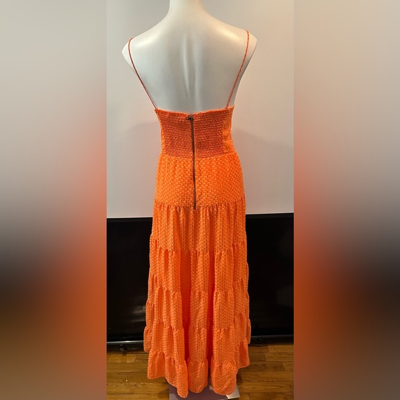Alice + Olivia Minka Tie Front Maxi Dress 8 Tiered Cut Out V-Neck Tassels Lined - Picture 5 of 6